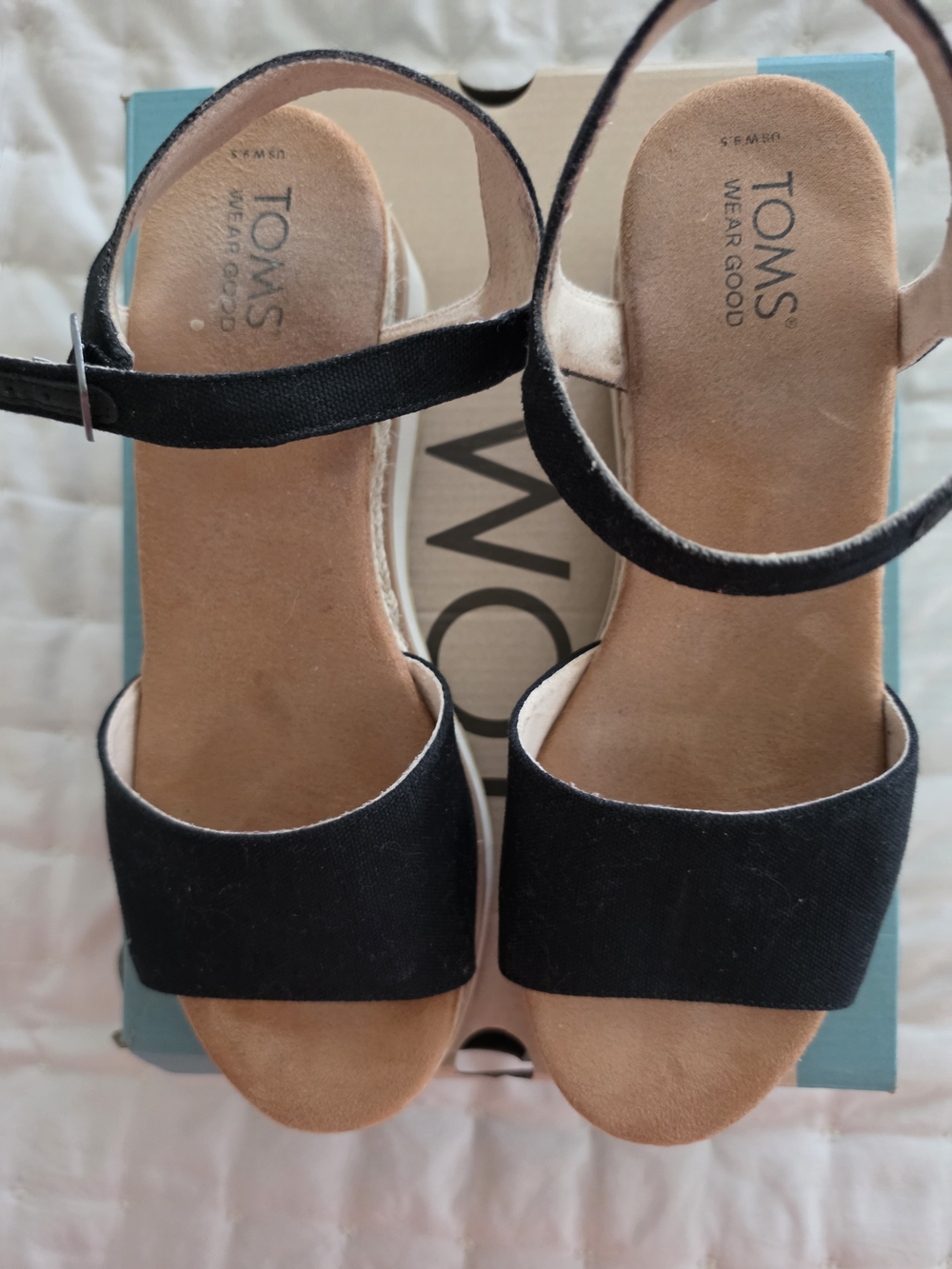 Toms Black Open-Toe Ankle-Strap Sandals